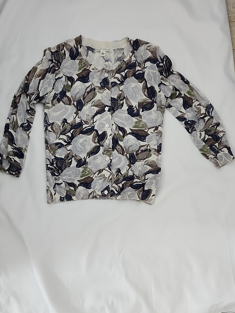Women's 3/4 Banana Republic Cardigan. Blue, Green And Grey.